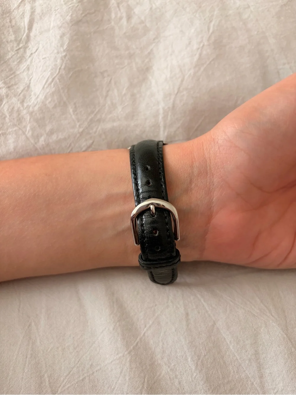Juicy Couture Black Leather Strap Watch with Silver-Tone Case